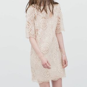 Zara nude pink lace dress